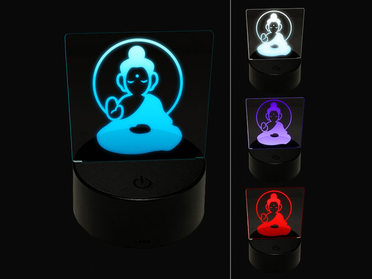 Buddha Siddhartha Gautama Buddhist Buddhism 3D Illusion LED Night Light Sign Nightstand Desk Lamp